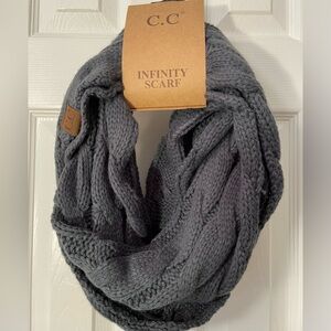 C.C. Gray Infinity Knit Scarf New